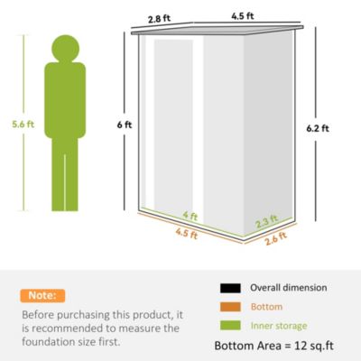 4.7' x 3' Metal Outdoor Storage Shed with Lockable Door