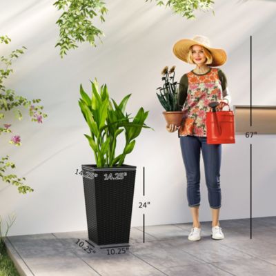 Set of 3 Tall Planters, Indoor and Outdoor Flower Pot Set,