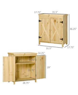 Wooden 3Garden Storage Tool Shed with Galvanized Top, Natural