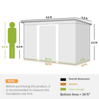 9&#39; x 4&#39; Metal Outdoor Storage Shed with Lockable Doors,