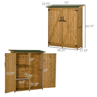 Wooden Garden Storage Shed w/ Asphalt Roof, Shelves &amp; Lock Backyard