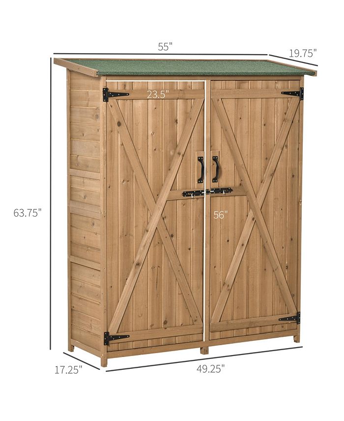 Outsunny Outdoor Storage Cabinet Wooden Garden Shed Utility Tool ...