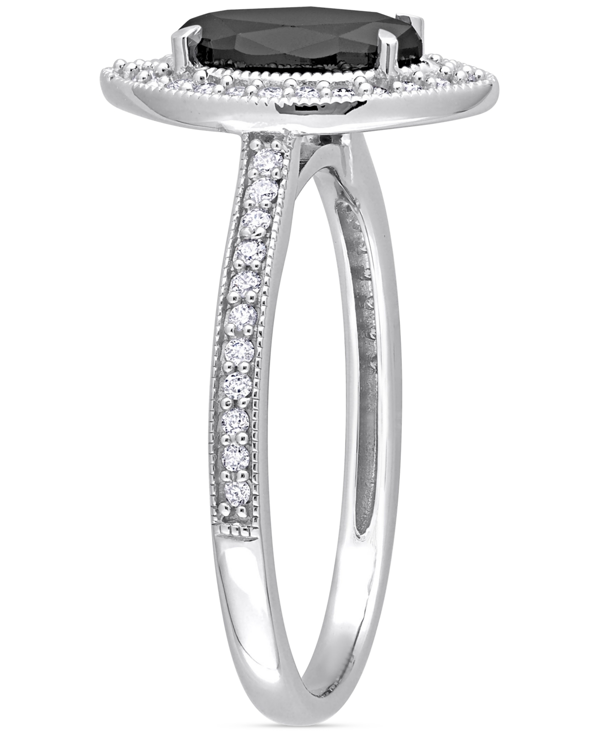 Black Diamond (1 ct. t.w.) & White Diamond (1/4 ct. t.w.) Marquise-Cut Halo Engagement Ring in 14k- White Gold