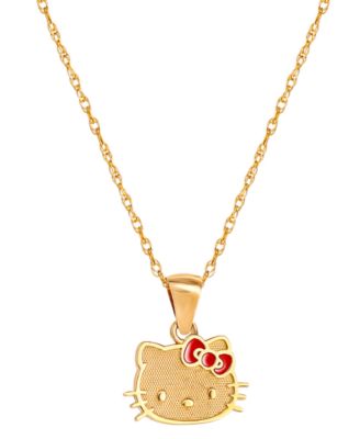 Enamel Bow Hello Kitty 18 Pendant Necklace in 10k Gold