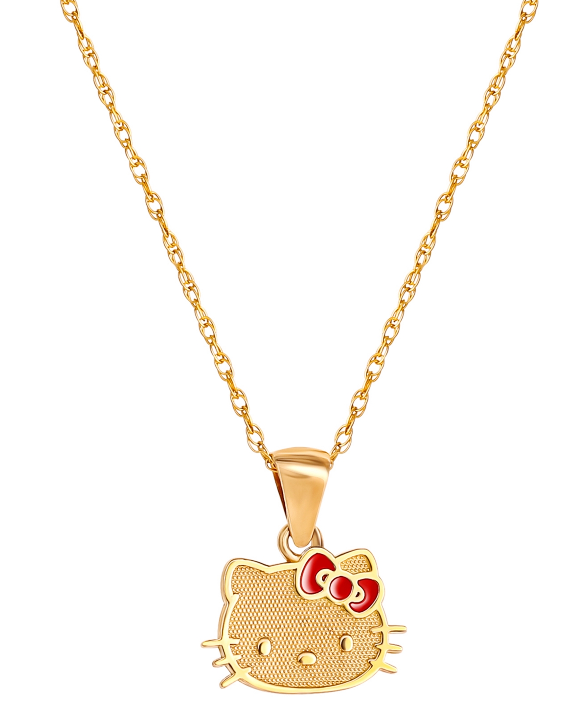 Macy's Enamel Bow Hello Kitty 18" Pendant Necklace In 10k Gold