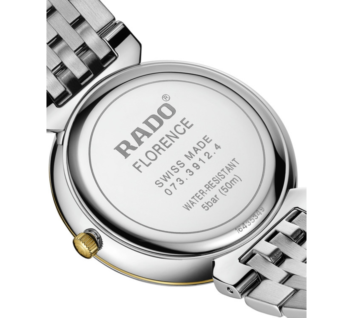 Shop Rado Women's Swiss Florence Classic Diamond (1/20 Ct. T.w.) Two-tone Stainless Steel Bracelet Watch 38mm In Silver Yellow Gold