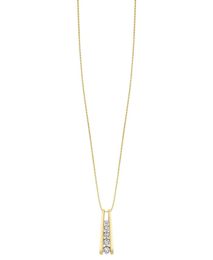 Macy's Five-Stone Diamond Journey Pendant Necklace in 14k Yellow or ...