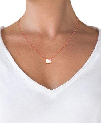 Enamel & Bead Chain Hello Kitty 18" Pendant Necklace in 18k Gold-Plated Sterling Silver
