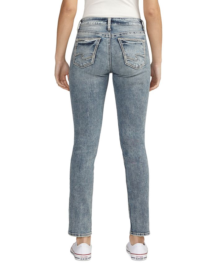 Silver Jeans Co. Women's Suki Mid Rise Straight Leg Jeans – Curvy Fit, Stretch Denim, Dark Indigo