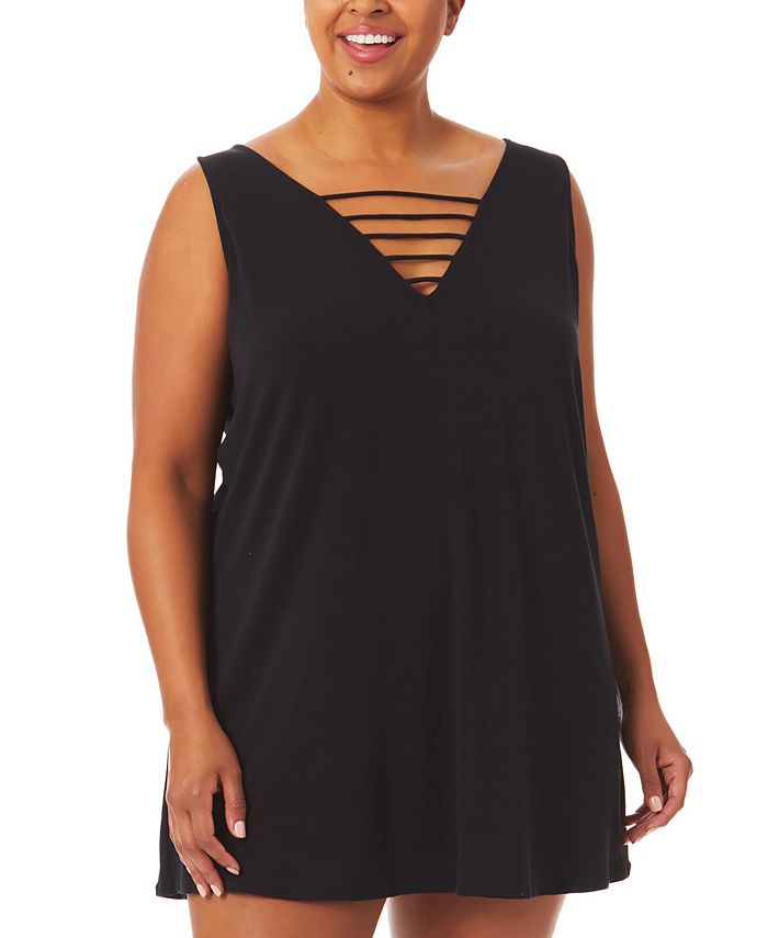 Salt + Cove Trendy Plus Size Tank Dress Swim CoverUp, Created for Macy