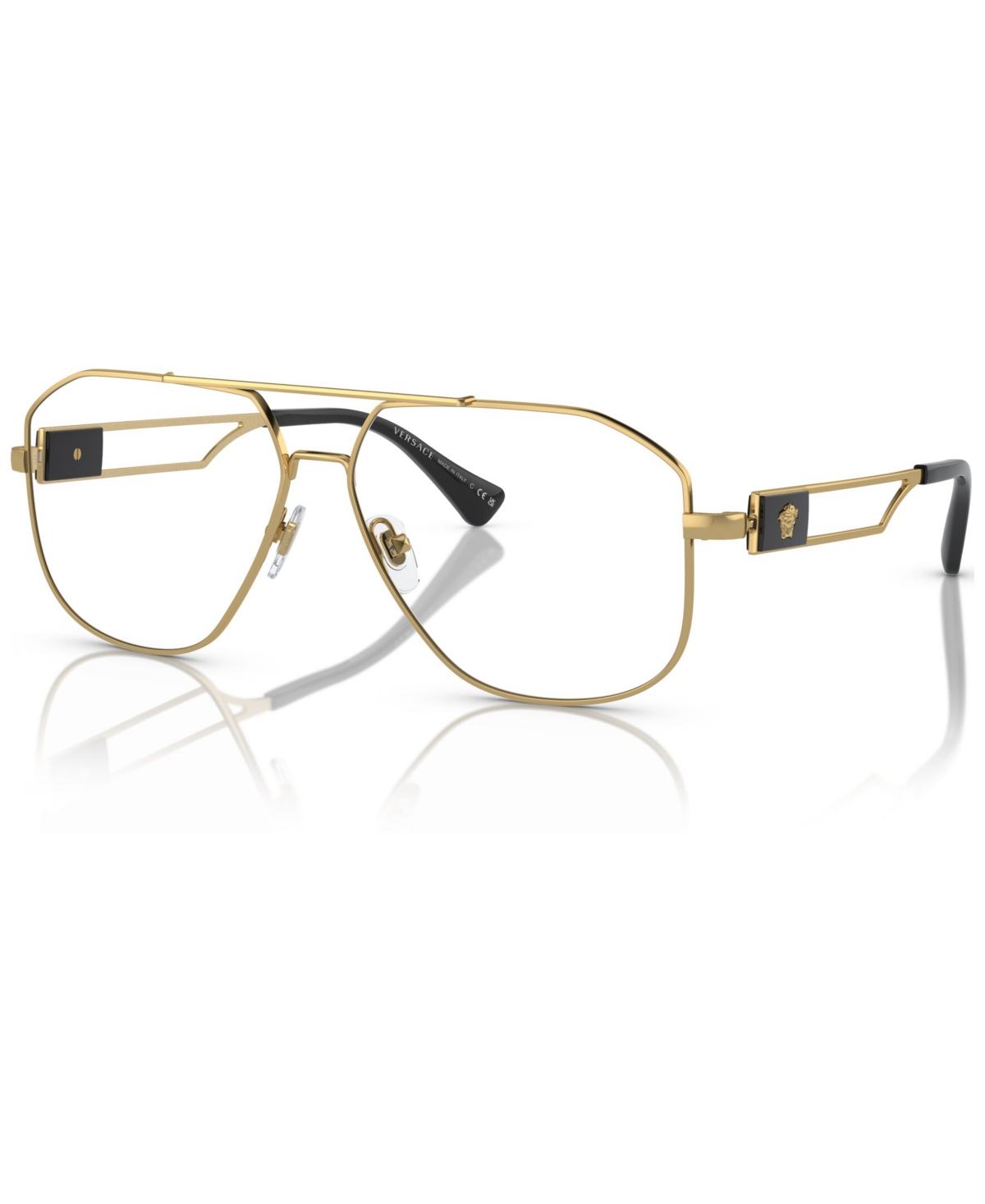 Men's Pilot Eyeglasses, VE1287 59 - Black, Gold-Tone