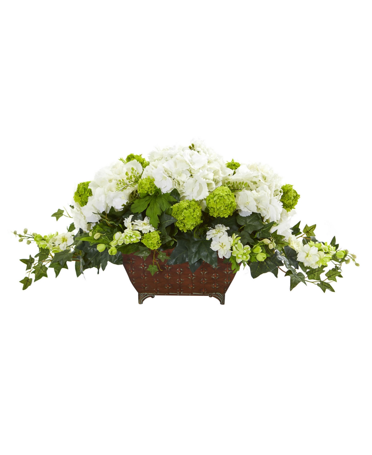 Hydrangea and Ivy Artificial Arrangement - White