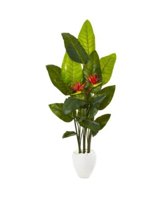 Nearly Natural - 70" Bird Of Paradise Artificial Plant in White Planter Real Touch