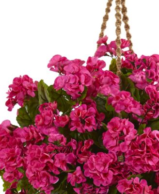 Geranium Hanging Basket Artificial Plant UV Resistant
