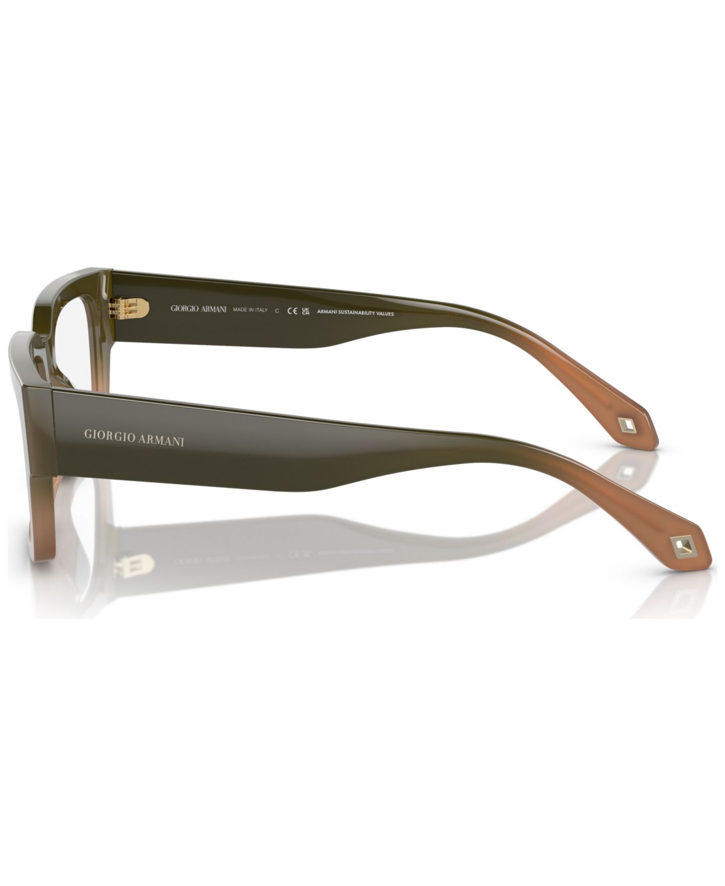 Мужские очки Giorgio Armani Man Rectangle Plastic AR7243U Eyeglasses, цвет: Зелёный / Коричневый — фото 3