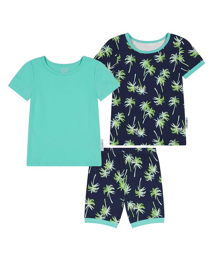 Max Olivia Baby Boys Palm Tree Snug Fit Pajamas 3 Piece Set