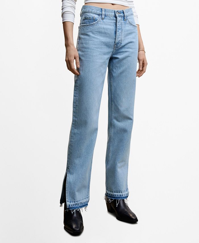 MANGO Women's High-Rise Slits Straight Jeans - Macy's