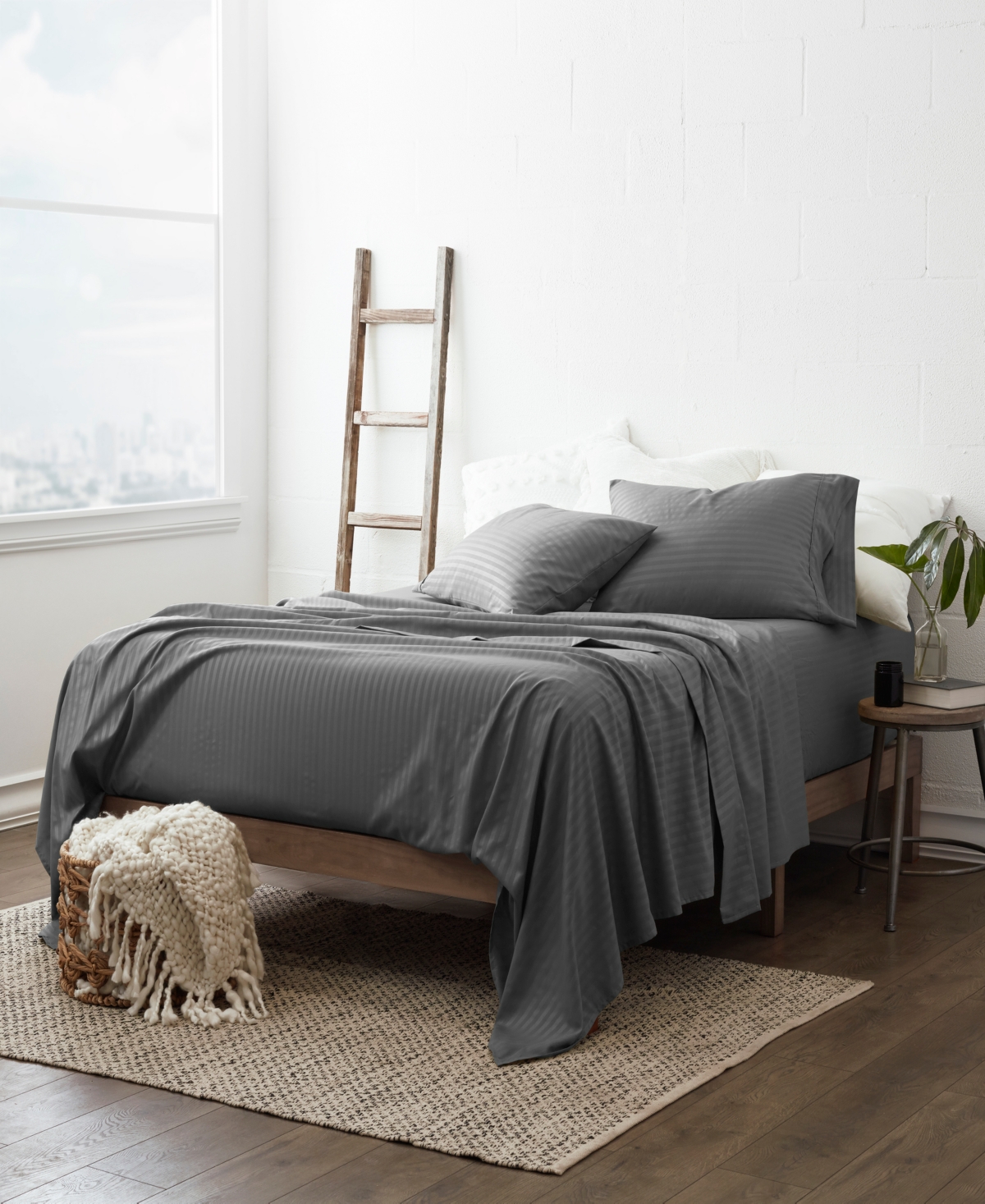 Expressed In Embossed by The Home Collection Striped 4 Piece Bed Sheet Set,