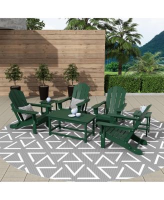 7 Piece Set Outdoor Folding Adirondack Chairs with Coffee Table Side Table