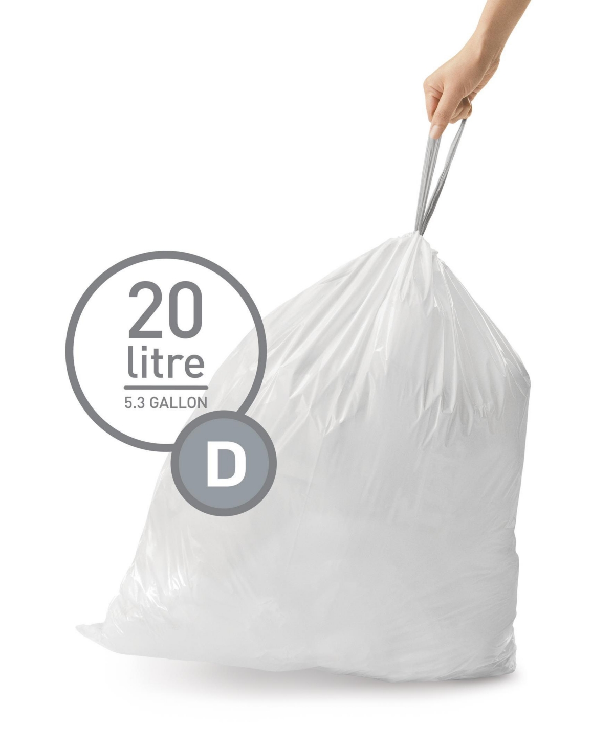 Simplehuman Code D Custom Fit Liners, Pack Of 100 In White