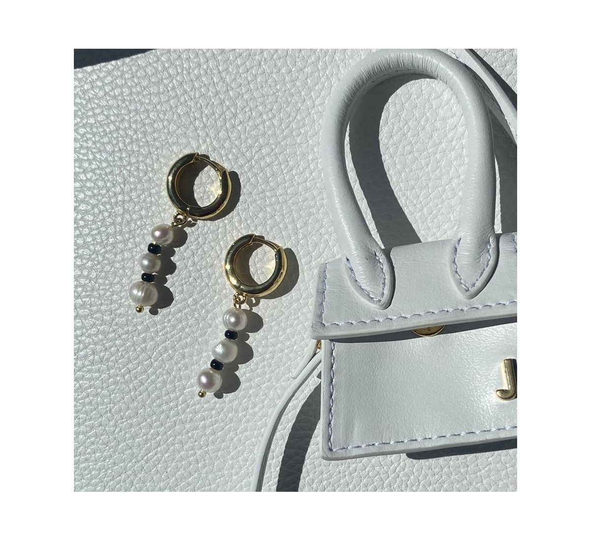 Joey Baby 18K Gold Plated Freshwater Pearl withJapanese Beads - Victoria Earrings For Women - Black