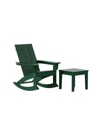 Modern Adirondack Outdoor Rocking Chair with Side Table Set