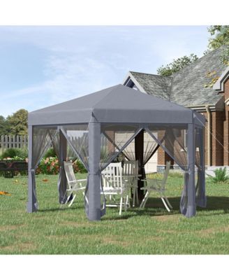 13' x 13' Pop Up Hexagonal Canopy Tent w/ Mesh Sidewalls,