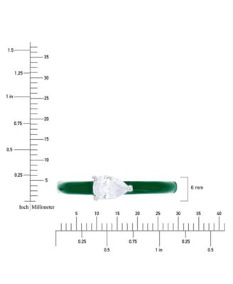 Cubic Zirconia Pear & Hand-Painted Enamel Ring in Sterling Silver