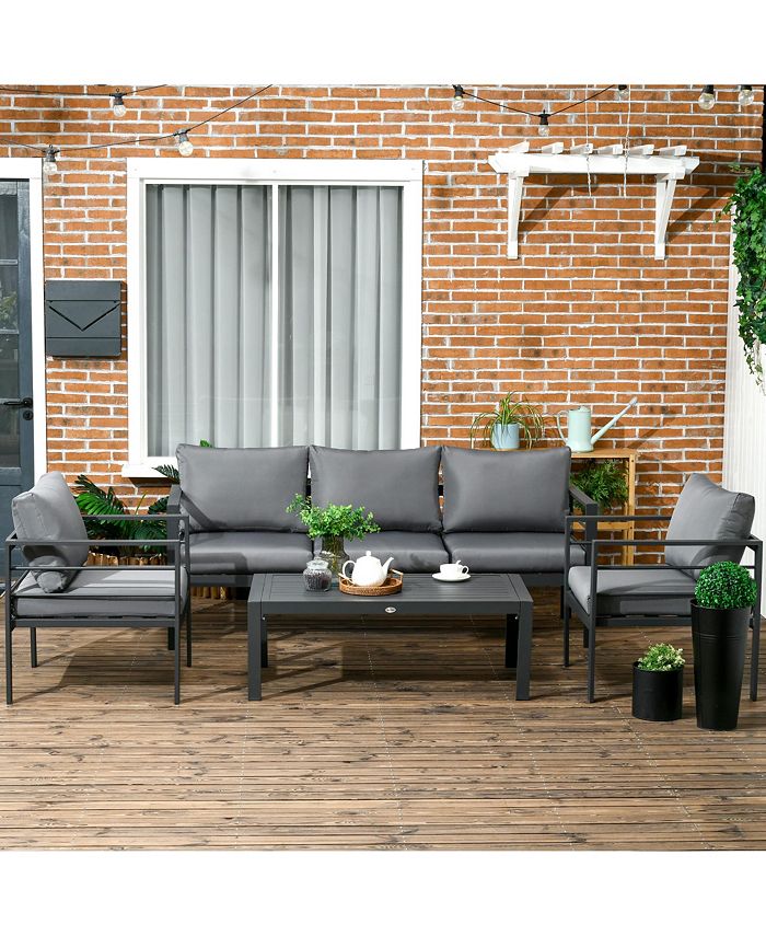 Outsunny Patio Furniture Set 4 Pieces, Outdoor Conversation Set with