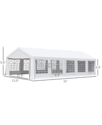 16' x 32' Large Outdoor Carport Canopy Party Tent with Removable Protective Sidewalls & Versatile Uses, White