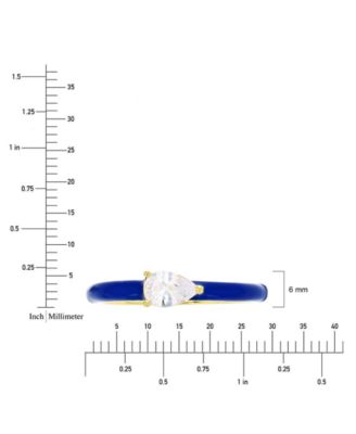 Cubic Zirconia & Enamel Ring in 14k Gold-Plated Sterling Silver