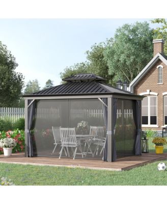 10' x 12' Hardtop Patio Gazebo, Netting Curtains,