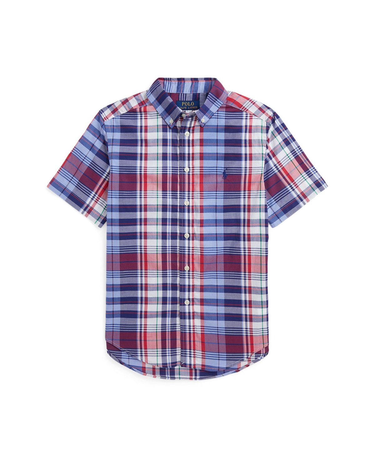 Polo Ralph Lauren Toddler and Little Boys Plaid Cotton Poplin Shirt - 6060 Blue, Red Multi