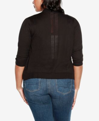 Plus Size 3/4 Sleeve Open Cardigan Sweater
