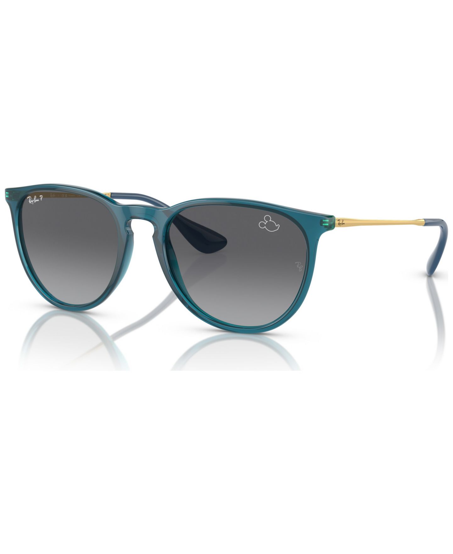 Женские солнцезащитные очки Ray-Ban Polarized Sunglasses, RB4171 Disney Collection Erika, цвет: Прозрачный бирюзовый — фото 1