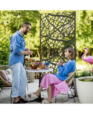 Metal Privacy Screen W/ Sd 6.5FT Freesding Outdoor Divider