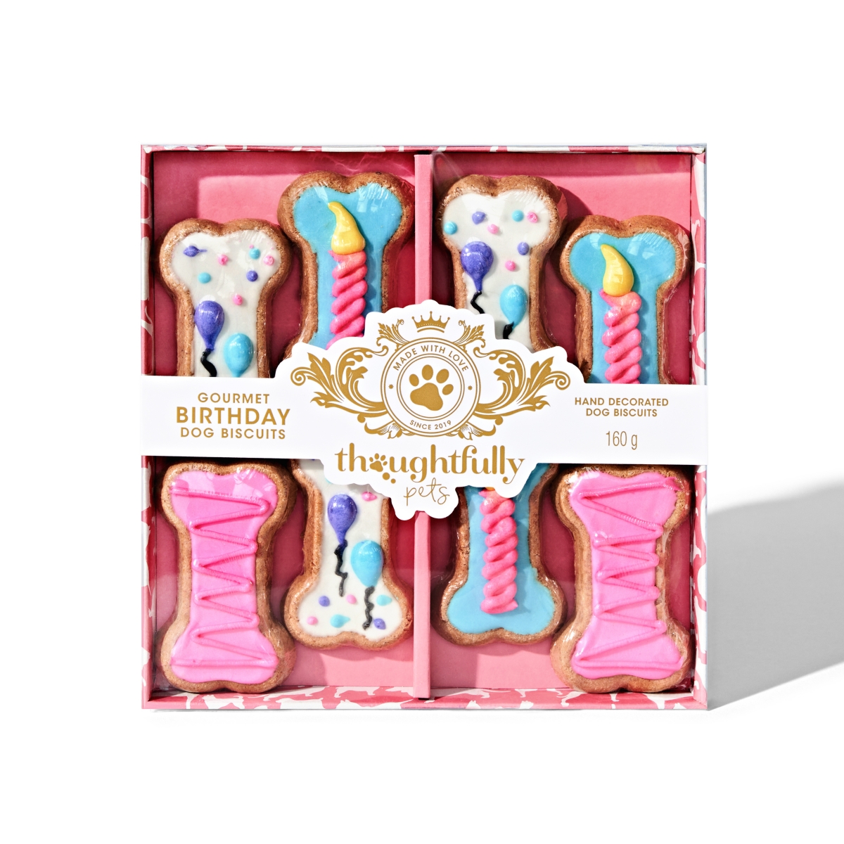Pets, Dog Birthday Cookie Gift Set in Pink, Set of 8 - Assorted Pre-pack