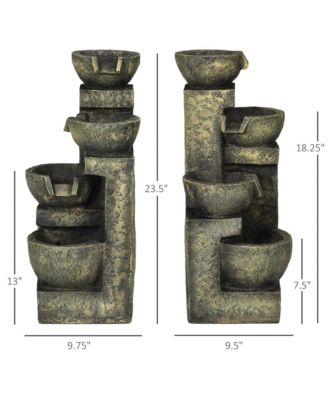 Outdoor Fountain with Adjustable Flow & LED Lights, Stone Look