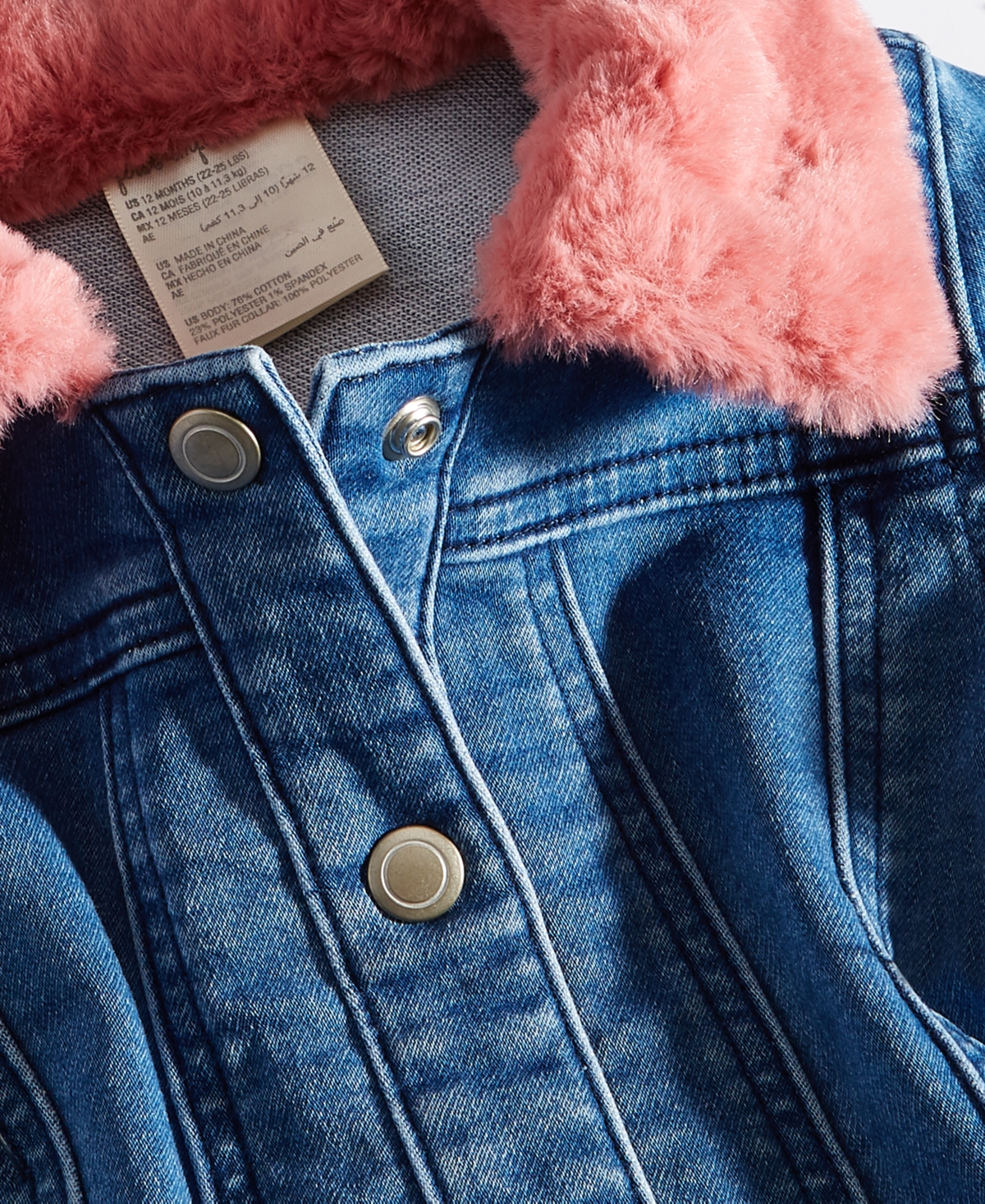 First Impressions Toddler Girls Faux Fur Collar Denim Jacket, Created for Macy's