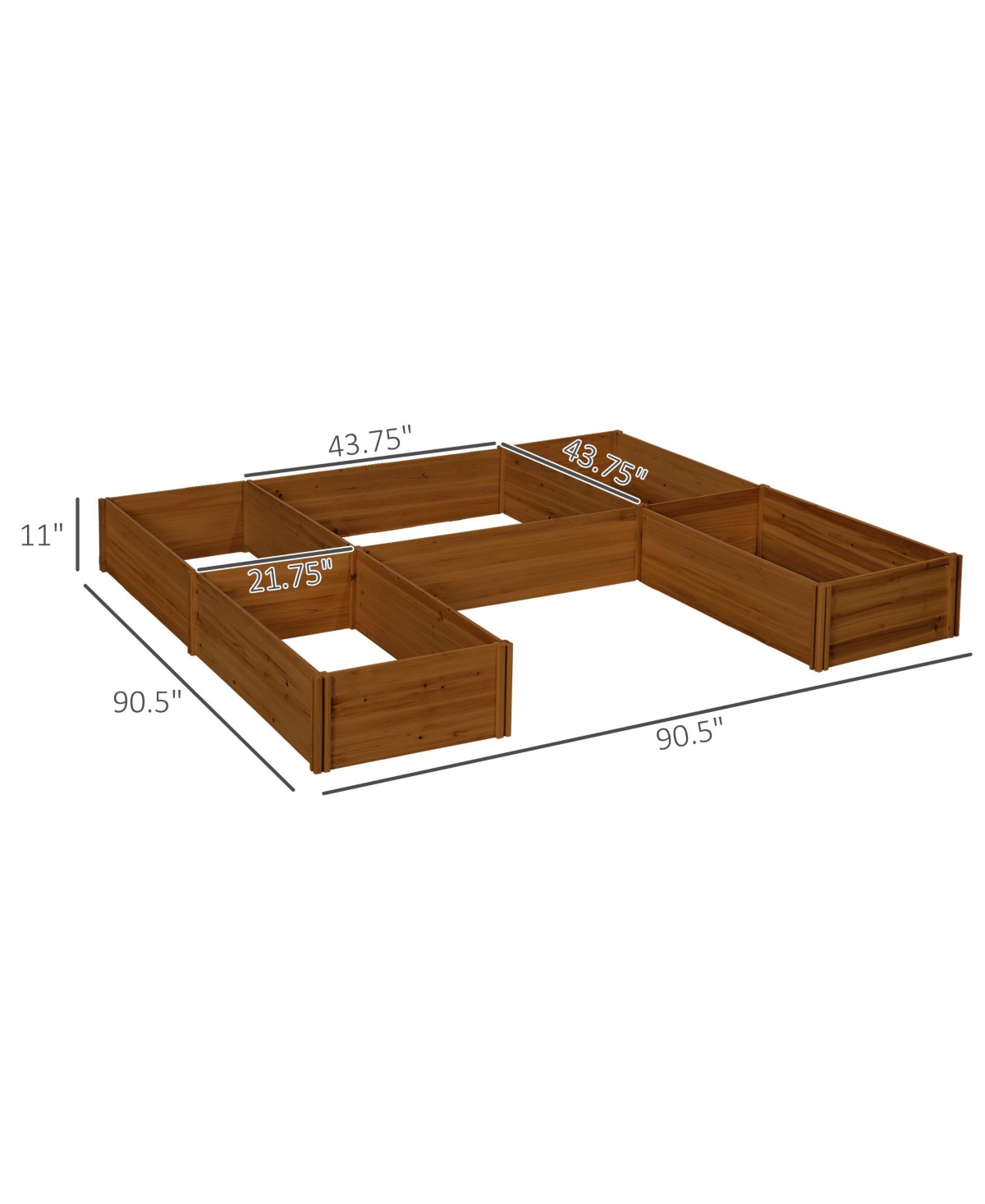 Raised Garden Bed Set of 5 Diy Large Wooden Planters Box, - Brown