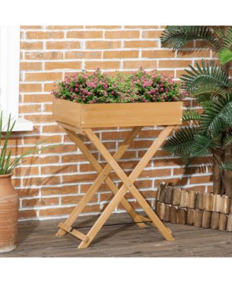 Outsunny Raised Garden Bed With 9 Pocket, Wooden Elevated Planter Box ...