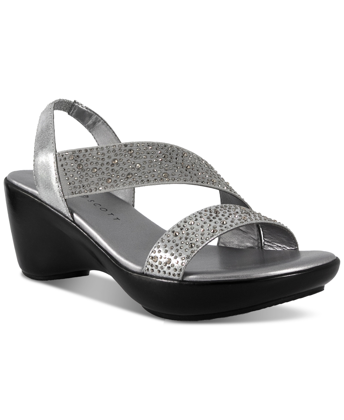 Karen Scott Parney Embellished Slingback Wedge Sandals Created