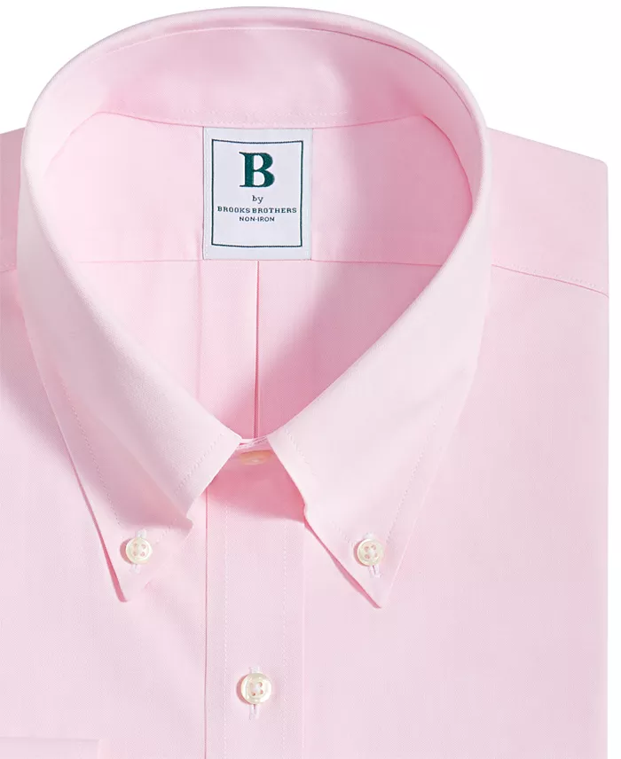 Men’s Regular Fit Non-Iron Polo Button-Down Collar Solid Pinpoint Dress Shirt - thumbnail 5