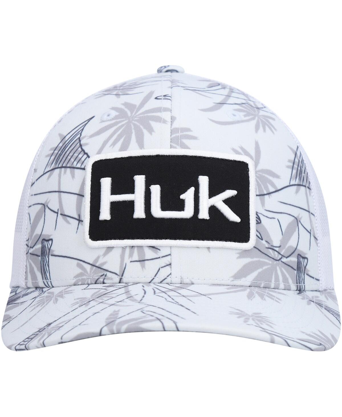Shop Huk Men's  Gray Palm Slam Trucker Snapback Hat