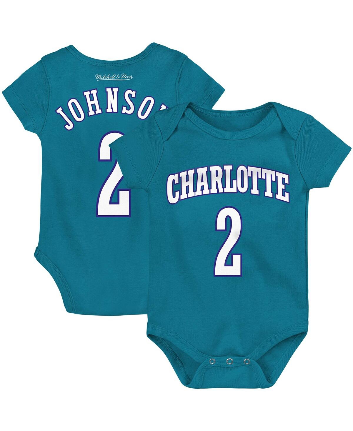 Shop Mitchell & Ness Infant Boys And Girls  Larry Johnson Teal Charlotte Hornets Hardwood Classics Name An