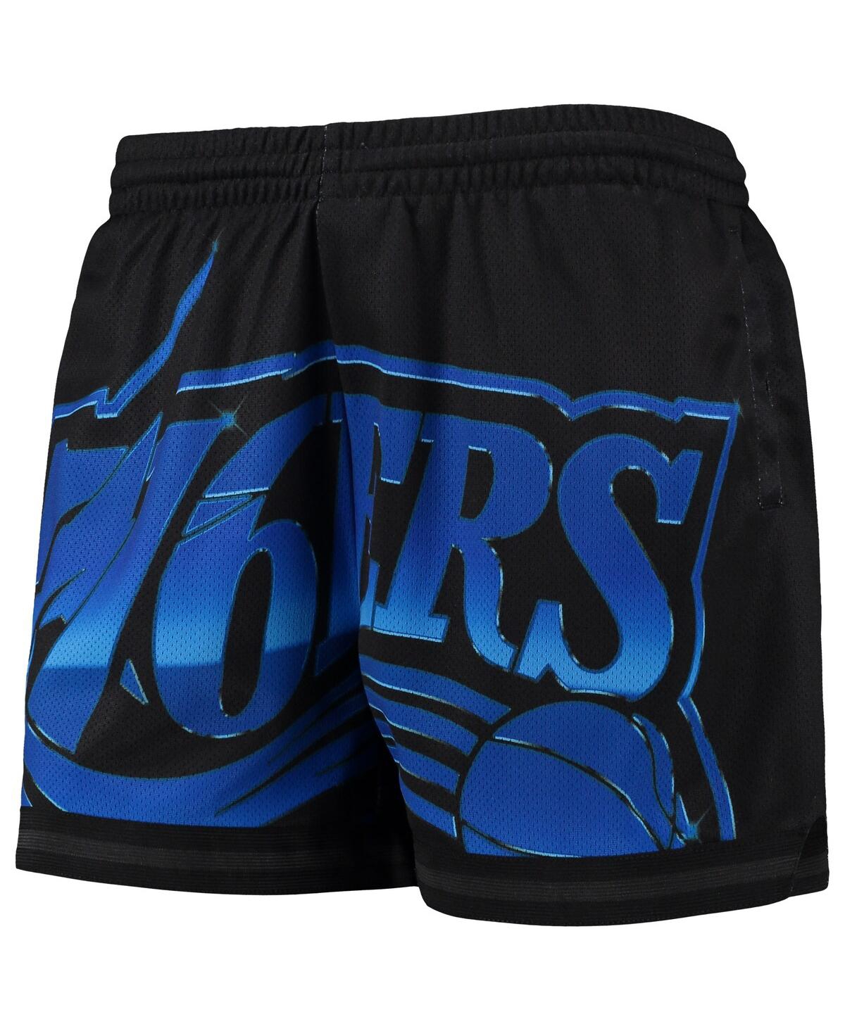 Shop Mitchell & Ness Women's  Black Philadelphia 76ers Big Face 4.0 Mesh Shorts