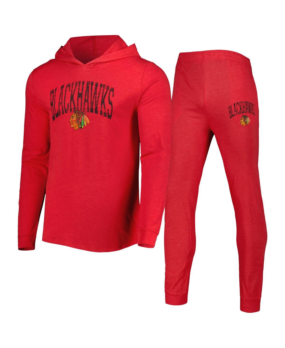 CONCEPTS SPORT MEN'S CONCEPTS SPORT RED CHICAGO BLACKHAWKS METER PULLOVER HOODIE AND JOGGERS SET