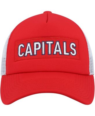 Men's Red, White Washington Capitals Team Plate Trucker Snapback Hat