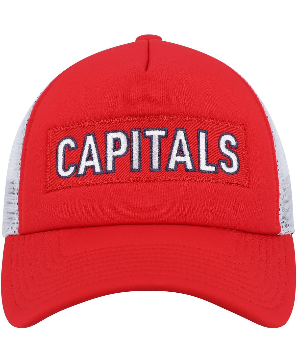 Shop Adidas Originals Men's Adidas Red, White Washington Capitals Team Plate Trucker Snapback Hat In Red,white