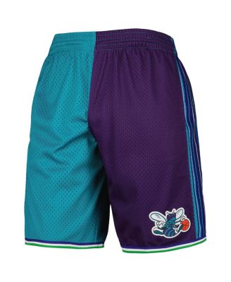 Men's Teal, Purple Charlotte Hornets Hardwood Classics 1999 Split Swingman Shorts